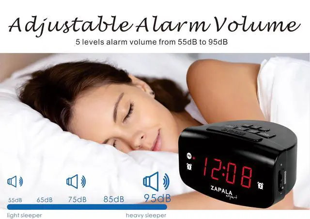 Alt view image 3 of 7 - Alarm Clock for Bedroom, 2 Alarms Loud LED Bright Display Plug in Simple Basic Digital Clock with USB Charging Port, Adjustable Volume, Dimmable, Snooze for Deep Sleepers Kids Elderly