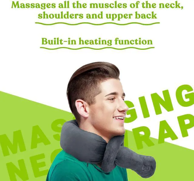Alt view image 4 of 7 - Portable Neck & Shoulder Adjustable Massaging Wrap with Soothing Heat to Relax and Soothe Your Neck & Shoulder Areas,Ultra-Plush Fabric, Exterior is Machine Washable (Charcoal Grey)