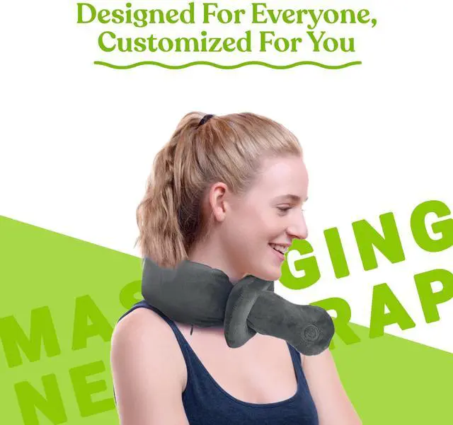 Alt view image 7 of 7 - Portable Neck & Shoulder Adjustable Massaging Wrap with Soothing Heat to Relax and Soothe Your Neck & Shoulder Areas,Ultra-Plush Fabric, Exterior is Machine Washable (Charcoal Grey)