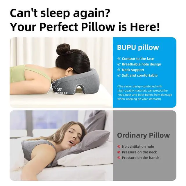 Alt view image 5 of 7 - Prone Massage Pillow for Facial SupportProne Pillow for Eye SurgeryDetachable CoverFacial Ventilation Hole DesignFace Groove Cushion for Stomach Sleepers (Grey)