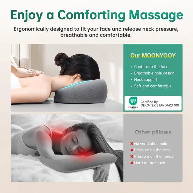 Alt view image 3 of 7 - Massage Head Rest for Bed, Face Down Pillow with Air Vent, Face Cradle for Spa & Stomach Sleeping, BBL Pillow After Eye Surgery, Massage Pillows for Prone Sleeping with Face Cradle Pad