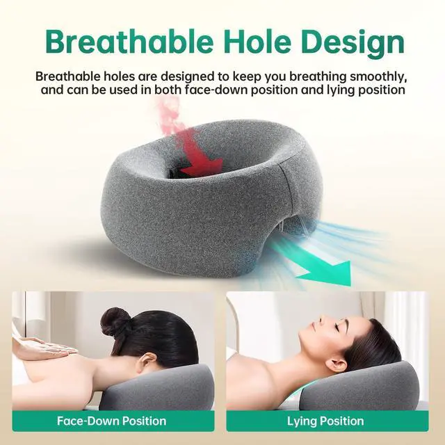 Alt view image 4 of 7 - Massage Head Rest for Bed, Face Down Pillow with Air Vent, Face Cradle for Spa & Stomach Sleeping, BBL Pillow After Eye Surgery, Massage Pillows for Prone Sleeping with Face Cradle Pad