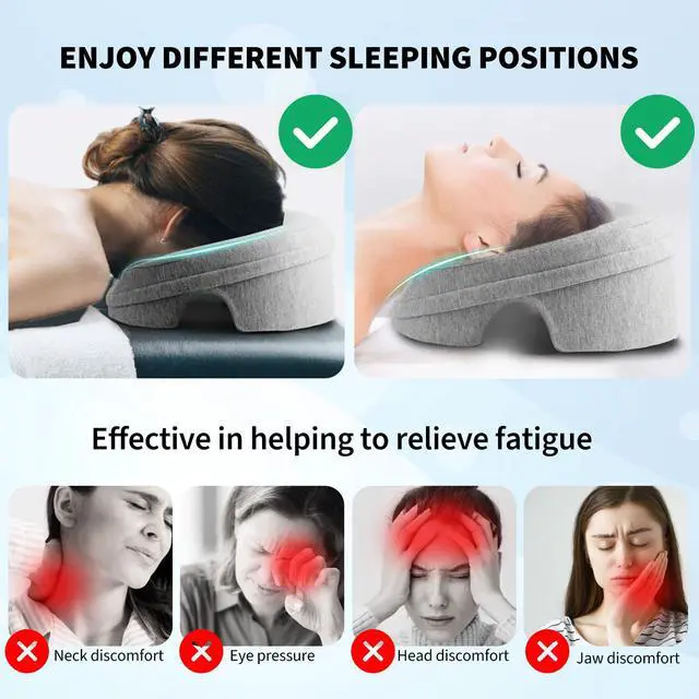 Alt view image 4 of 7 - Face Down Pillow for Massage Table, Massage Headrest for Bed, Stomach Sleeping Pillow with Face Cradle Pad, BBL Pillows After Post Eye Surgery Recovery, Massage Pillow with Removable Cover Grey