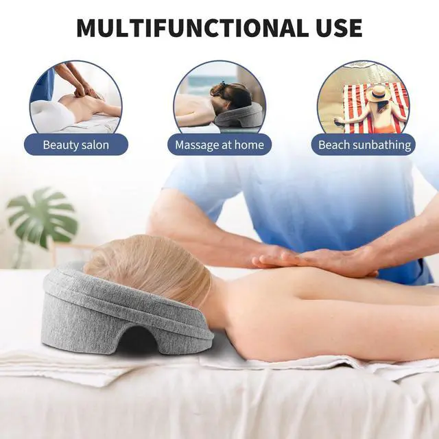 Alt view image 7 of 7 - Face Down Pillow for Massage Table, Massage Headrest for Bed, Stomach Sleeping Pillow with Face Cradle Pad, BBL Pillows After Post Eye Surgery Recovery, Massage Pillow with Removable Cover Grey