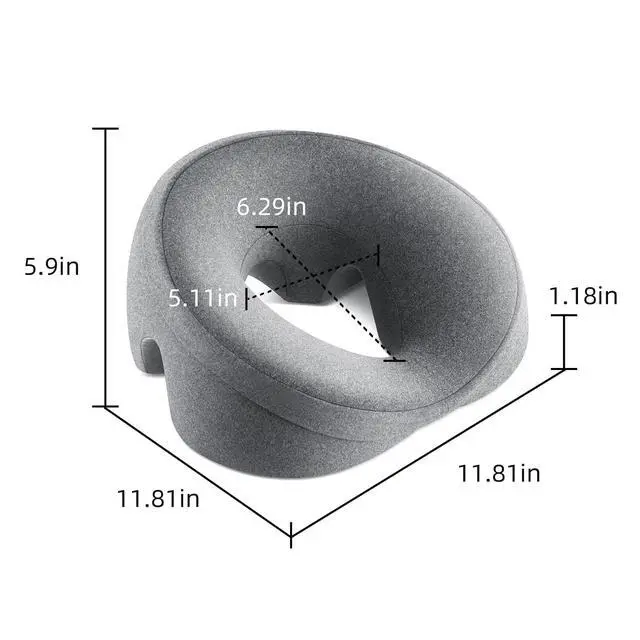 Alt view image 2 of 7 - Prone Massage Pillow for Facial SupportProne Pillow for Eye SurgeryDetachable CoverFacial Ventilation Hole DesignFace Groove Cushion for Stomach Sleepers (Grey)