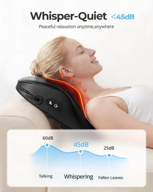 Alt view image 5 of 7 - Electric Neck Massager Pillow, Ultra-Quiet Corded Neck and Shoulder Massager with Heat, Portable 3D Kneading for Shoulder, Leg & Calf Muscle Pain Relief, Relaxing Gift for Men & Women