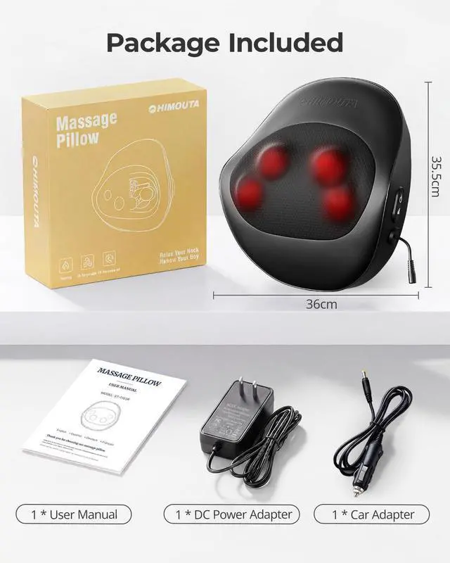 Alt view image 7 of 7 - Electric Neck Massager Pillow, Ultra-Quiet Corded Neck and Shoulder Massager with Heat, Portable 3D Kneading for Shoulder, Leg & Calf Muscle Pain Relief, Relaxing Gift for Men & Women