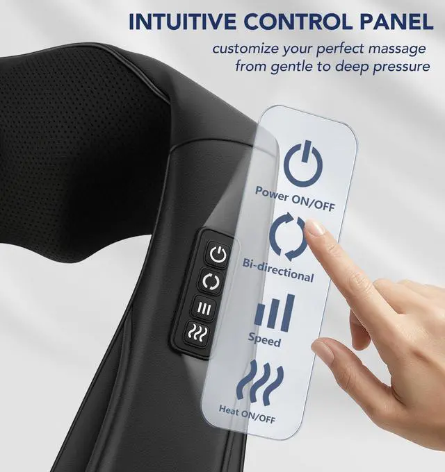 Alt view image 2 of 7 - Neck Massager for Pain Relief Deep Tissue with Heat - Shiatsu Back and Shoulder Massage, Mothers Day Gifts for Mom Wife Women Her, Dad Men Him, Christmas, Fathers Day, Plug-in Use for Home Office Car