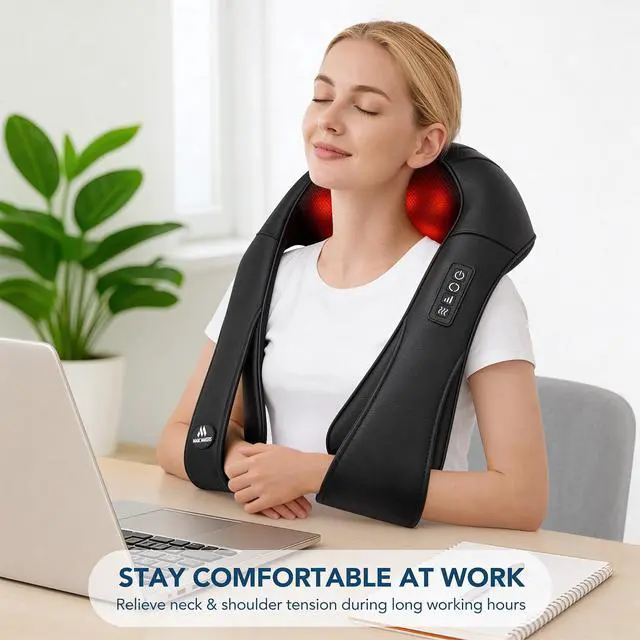 Alt view image 4 of 7 - Neck Massager for Pain Relief Deep Tissue with Heat - Shiatsu Back and Shoulder Massage, Mothers Day Gifts for Mom Wife Women Her, Dad Men Him, Christmas, Fathers Day, Plug-in Use for Home Office Car