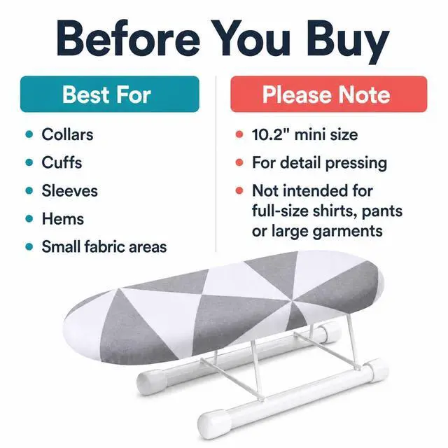 Alt view image 6 of 7 - 10.2-inch mini Ironing Board, Portable and Foldable Small Ironing Board, with a Cover, Suitable for Ironing Collars, Cuffs, Shoulders, and Corners (Black and white squares)