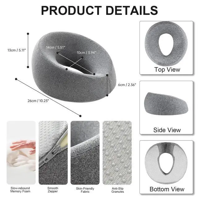 Alt view image 2 of 7 - Face Down Pillow Massage Headrest for Bed Ergonomic Memory Foam Massage Pillow Face Down for Sleeping,Spa, Napping & Skincare, Eye Surgery Recovery,Relieves Neck Pain,etc