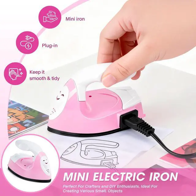 Alt view image 2 of 7 - Mini Craft Iron Mini Heat Press Small Iron Portable Handy Travel Heat Iron-on for Transfers,Clothes,Crafts,Patches,DIY