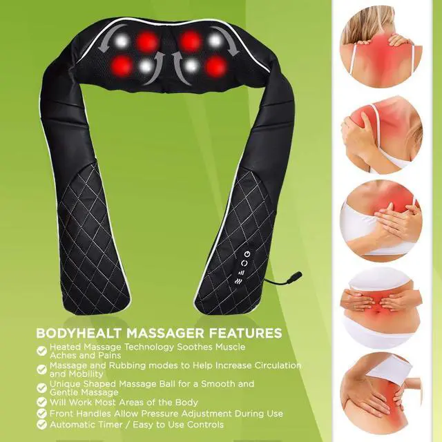 Alt view image 2 of 7 - Shiatsu Neck Massager for Pain Relief Deep Tissue with Heat, 3D Kneading Massage Pillow Back Shoulder Massagerfor Body Muscle, Plug-in Use for Home Office Car, Gifts for Mom Dad Him Her