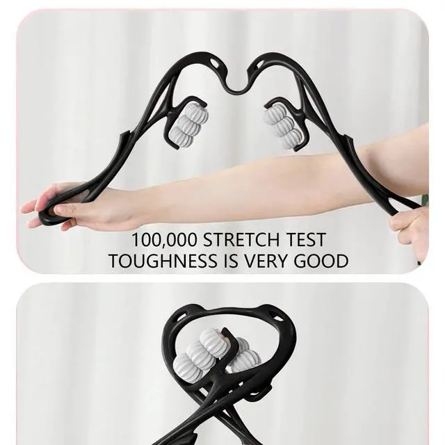 Alt view image 6 of 6 - HaSeftni Neck Massager, Upgrade 6 Balls Massage Point Roller Massager for Pain Relief Handheld Tool Suitable Legs Waist and Shoulder Relaxer - Black