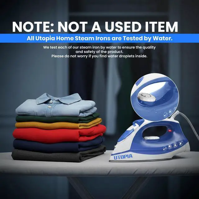 Alt view image 7 of 7 - Steam Iron for Clothes - Non-Stick Soleplate - 1200W Clothes Iron - Textile Iron 2.3 meter Long Cord Adjustable Thermostat Control, Overheat Safety Protection & Variable Steam Control Blue