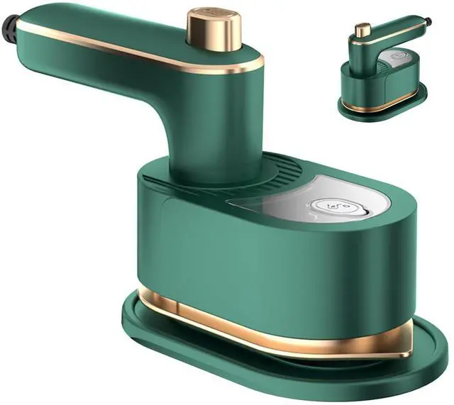 Main image of Travel Steamer Iron, Mini Portable Steam Ironing Machine with 30S Quick Preheating, A Must-have Multi Angle Iron with Rotating Handle for Travel, University Dormitories, Offices & Homes (Green)