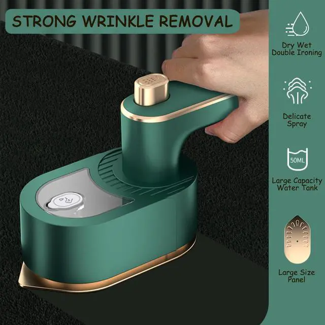 Alt view image 2 of 7 - Travel Steamer Iron, Mini Portable Steam Ironing Machine with 30S Quick Preheating, A Must-have Multi Angle Iron with Rotating Handle for Travel, University Dormitories, Offices & Homes (Green)