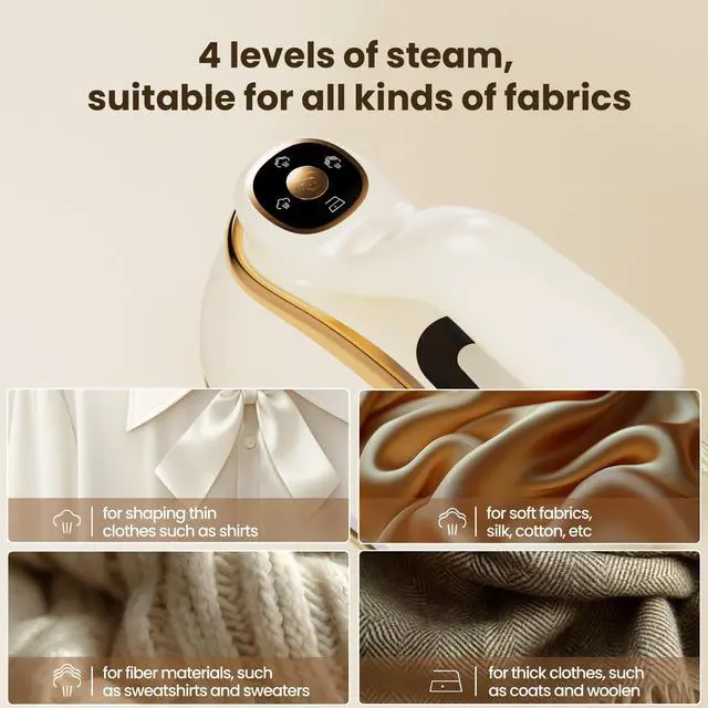 Alt view image 4 of 7 - Portable Clothes Steamer 175x80mm Ceramic Glaze Panel Iron LCD 220ml Water Tank 1200W&15s Fast Heat Up 4-speed Steamer for Clothes of all Fabrics Dry&Wet Iron for Home Travel Business Trip