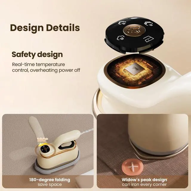 Alt view image 6 of 7 - Portable Clothes Steamer 175x80mm Ceramic Glaze Panel Iron LCD 220ml Water Tank 1200W&15s Fast Heat Up 4-speed Steamer for Clothes of all Fabrics Dry&Wet Iron for Home Travel Business Trip