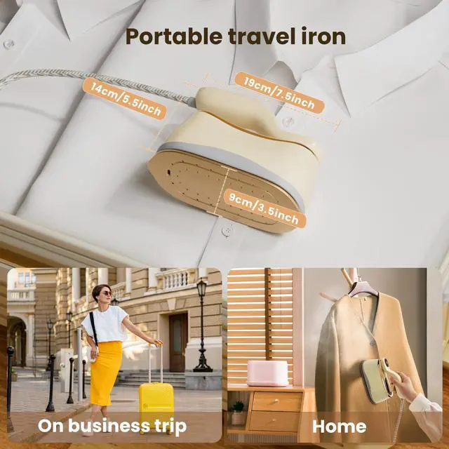 Alt view image 7 of 7 - Portable Clothes Steamer 175x80mm Ceramic Glaze Panel Iron LCD 220ml Water Tank 1200W&15s Fast Heat Up 4-speed Steamer for Clothes of all Fabrics Dry&Wet Iron for Home Travel Business Trip