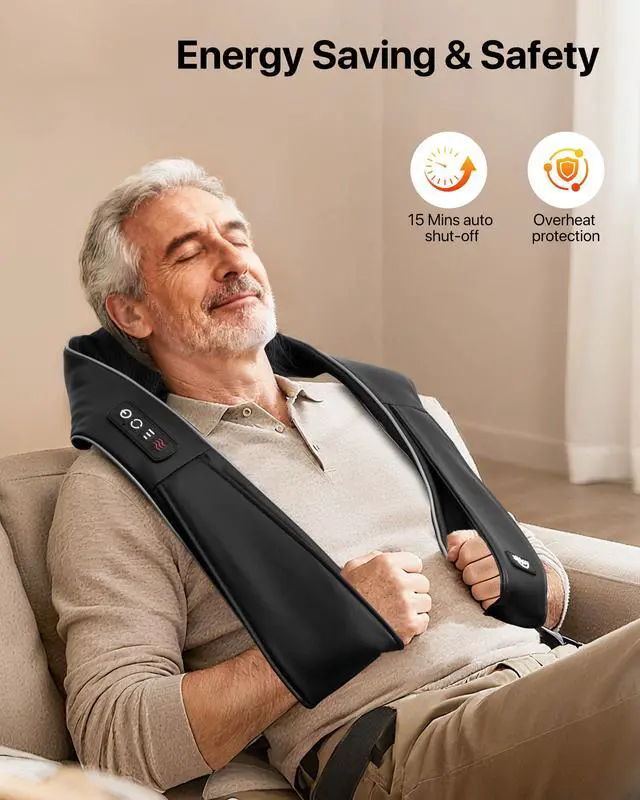 Alt view image 4 of 7 - Shiatsu Neck and Back Massager with Heat, Deep Tissue Kneading Electric Massager for Shoulder, Lumbar, and Leg Pain Relief, Self-Care Wellness Gifts for Women Men Mom Dad