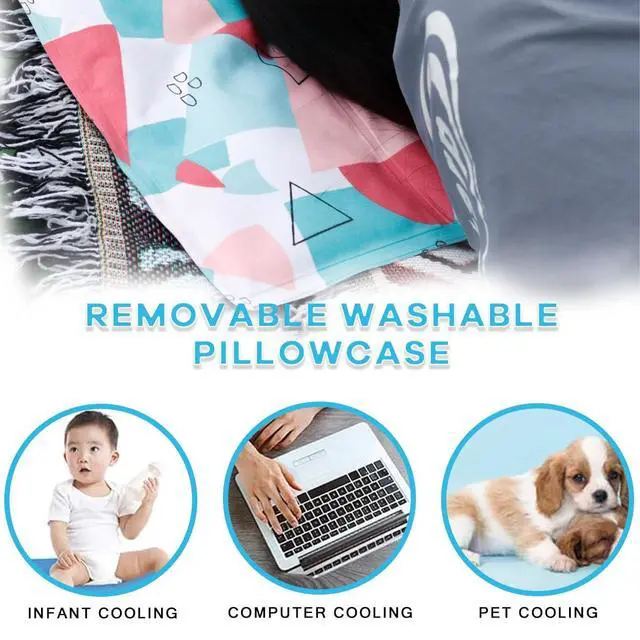 Alt view image 5 of 6 - Pillow Cooling Pad Mat, Cold Pillow Injuries, Perfect for Night Sweats, Migraines, Fevers, Hot Flashes, Reusable (Geometric Patterns)
