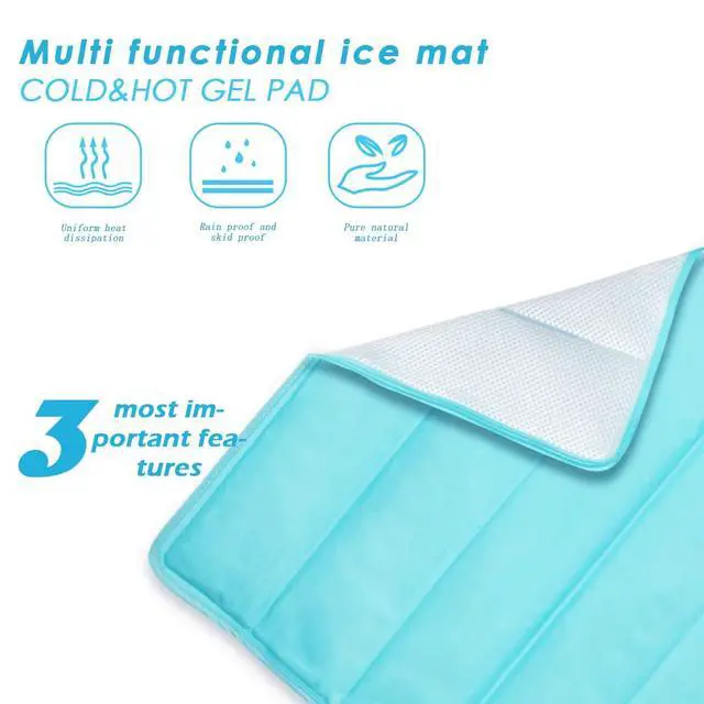 Alt view image 2 of 7 - Ice Cooling Mat, Gel Cooling Cold Mat Pain Relief, Injuries Mesh Fabric Hot Cold Therapy Pack for Back, Shoulder, Knee, Belly Green 18in×18in (Green)