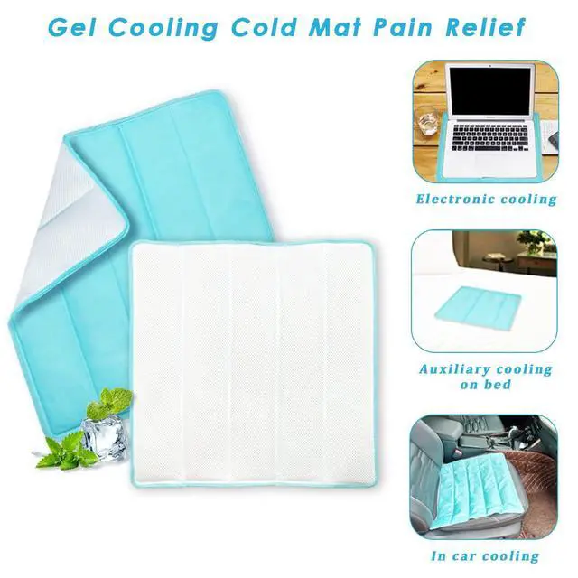 Alt view image 6 of 7 - Ice Cooling Mat, Gel Cooling Cold Mat Pain Relief, Injuries Mesh Fabric Hot Cold Therapy Pack for Back, Shoulder, Knee, Belly Green 18in×18in (Green)