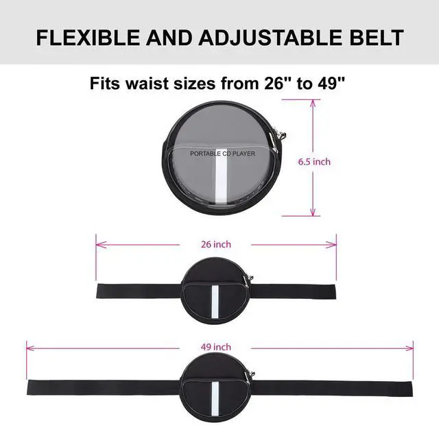 Alt view image 4 of 7 - CD Player Portable Case,Waterproof CD Player Fanny Pack with Wristlet Hand Strap Compatible with HOTT/Gueray/NAVISKAUTO/Jinhoo/Jensen/Monodeal Portable CD Player and More6.5 inch.
