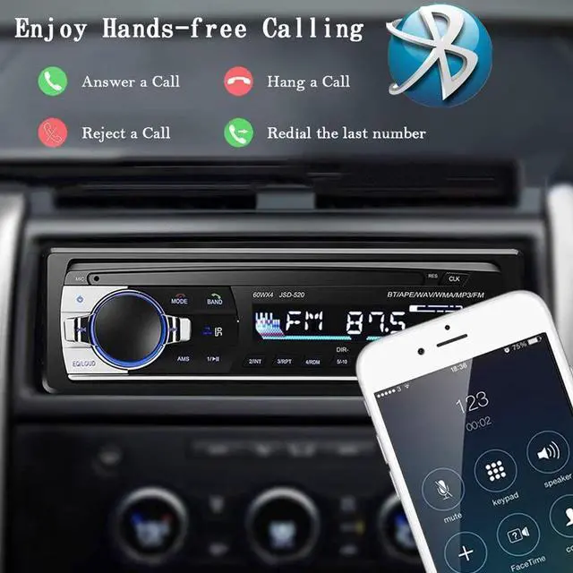 Alt view image 3 of 7 - Single Din Car Stereo Car Radio Receiver Bluetooth Hands-Free, 12V MP3 Audio Player USB Port SD Port AUX Input FM Radio, No CD/DVD Player