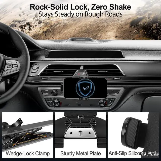 Alt view image 3 of 7 - Shock-Resistant CD Slot Phone Holder for Car, CD Player Phone Mount with Adjustable Clamp, 360° Rotation, Non-Slip, Single-Button Release, Heat-Resistant, Universally Compatible with iPhone & Samsung