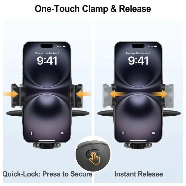 Alt view image 4 of 7 - Shock-Resistant CD Slot Phone Holder for Car, CD Player Phone Mount with Adjustable Clamp, 360° Rotation, Non-Slip, Single-Button Release, Heat-Resistant, Universally Compatible with iPhone & Samsung