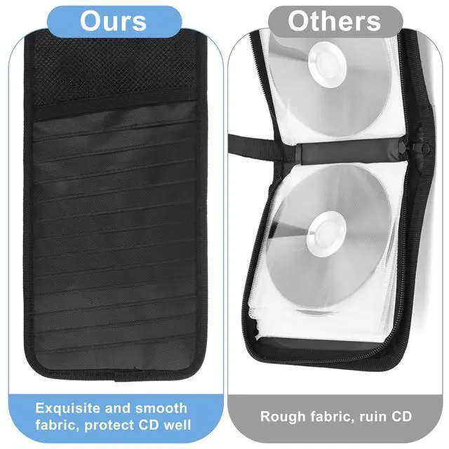 Alt view image 7 of 7 - 1 Pcs Car CD Holder, Car Sun Visor Storage DVD Disc Holders Pocket Case Organizer with 12 DVD Storage Sleeves, one Mesh Pocket, one Pen Holder, and Elastic Strap (Black)