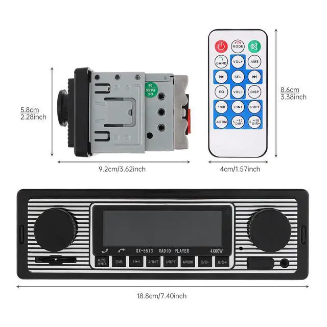 Alt view image 2 of 7 - 12V Bluetooth Car Radio MP3 Player Vehicle Stereo Audio Support FM/USB/SD/AUX with Remote Control