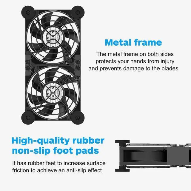 Alt view image 3 of 7 - Dual Cooling Fan Whisper Quiet 80mm USB Fan 3 Adjustable High Speed | Computer Fans, USB Port Heatsink Fans Compatible for PS4, PS5, Router, Laptop, PC, Xbox Cooling Electronics