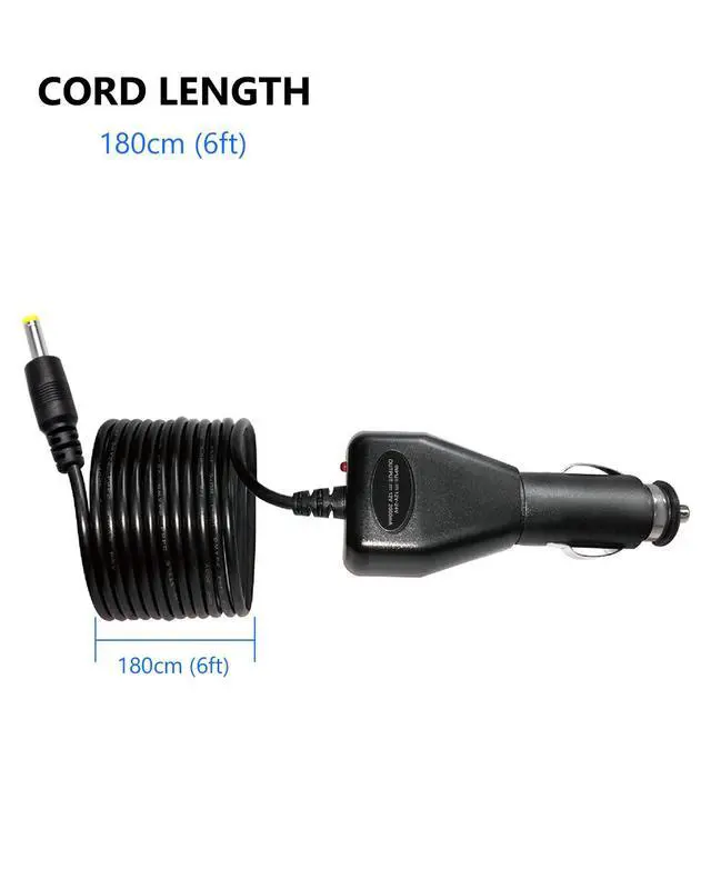 Alt view image 4 of 7 - DC 12V Car Charger for Portable DVD Player, Replacement Car Cigarette Lighter Adapter Power Cord for Sylvania/DBPOWER/UEME/HDJUNTUNKOR/DRJ Portable DVD, 6ft Extra Long (12V - 24V in)