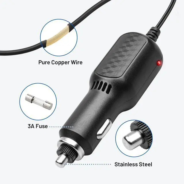 Alt view image 4 of 7 - DC 12V Car Charger for Portable DVD Player Car Cigarette Lighter Adapter Power Cord for Sylvania/DBPOWER/UEME/HDJUNTUNKOR/DRJ