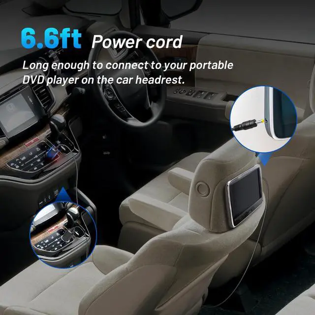 Alt view image 7 of 7 - DC 12V Car Charger for Portable DVD Player Car Cigarette Lighter Adapter Power Cord for Sylvania/DBPOWER/UEME/HDJUNTUNKOR/DRJ