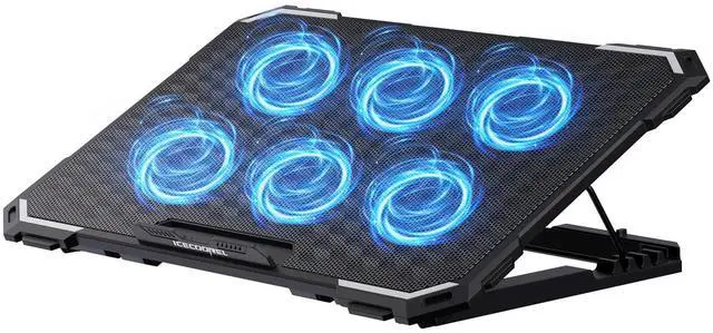 Main image of Laptop Cooling Pad with 6 Cooling Fans, Cooling Pad for Laptop Fan 13-15.6 Inch, Laptop Cooler Stand with 6 Height Adjustable, Notebook Cooler Pad with Two USB Port