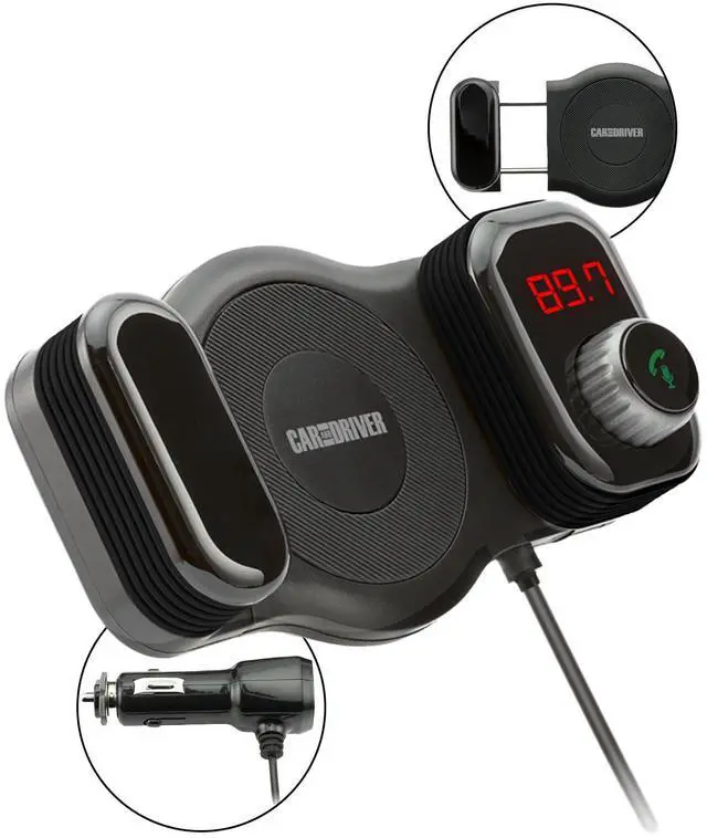 Main image of Bluetooth FM Transmitter & Vent Phone Mount Wireless Audio Adapter with TF Card Slot, Hands-Free Calling, USB Charging Port, Siri Compatible, Universal Car Radio Receiver