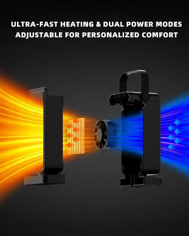 Alt view image 2 of 7 - Small Space Heater for Indoor Use, Fast Heating Portable Desk Heater, Dual Power Modes, Timer & Overheat Protection Personal Space Heater for Bedroom, Office, Home