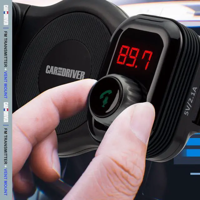 Alt view image 4 of 7 - Bluetooth FM Transmitter & Vent Phone Mount Wireless Audio Adapter with TF Card Slot, Hands-Free Calling, USB Charging Port, Siri Compatible, Universal Car Radio Receiver