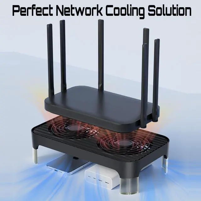 Alt view image 2 of 7 - Network Devices Cooling Solution USB Dual Fan, Large Airflow USB Quiet Computer Fan Portable Compatible for Router TV Receiver DVR PlayStation Xbox Computer Cabinet Cooling