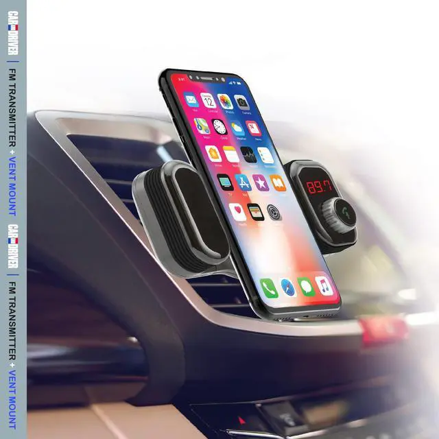 Alt view image 6 of 7 - Bluetooth FM Transmitter & Vent Phone Mount Wireless Audio Adapter with TF Card Slot, Hands-Free Calling, USB Charging Port, Siri Compatible, Universal Car Radio Receiver