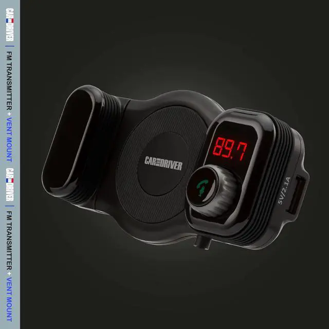 Alt view image 7 of 7 - Bluetooth FM Transmitter & Vent Phone Mount Wireless Audio Adapter with TF Card Slot, Hands-Free Calling, USB Charging Port, Siri Compatible, Universal Car Radio Receiver