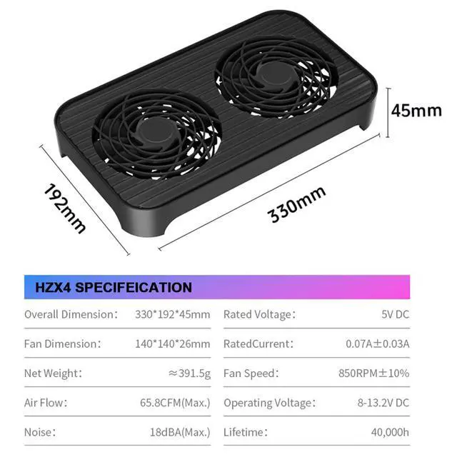 Alt view image 4 of 7 - Network Devices Cooling Solution USB Dual Fan, Large Airflow USB Quiet Computer Fan Portable Compatible for Router TV Receiver DVR PlayStation Xbox Computer Cabinet Cooling