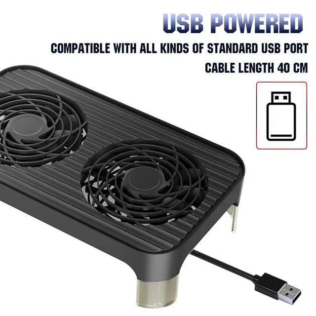 Alt view image 7 of 7 - Network Devices Cooling Solution USB Dual Fan, Large Airflow USB Quiet Computer Fan Portable Compatible for Router TV Receiver DVR PlayStation Xbox Computer Cabinet Cooling
