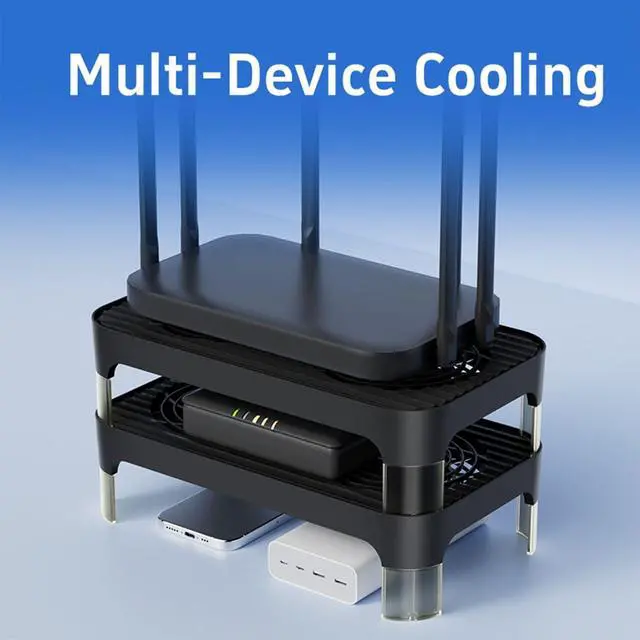 Alt view image 6 of 7 - Network Devices Cooling Solution USB Dual Fan, Large Airflow USB Quiet Computer Fan Portable Compatible for Router TV Receiver DVR PlayStation Xbox Computer Cabinet Cooling