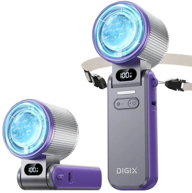 Main image of Portable Handheld Turbo Fan with Ice Cooling, Rechargeable Personal Fan, Up to 15Hrs Cooling, 100 Speeds 25000RPM Powerful Portable Fan for Travel Outdoor,120° Adjustable, LED Display (Grey)