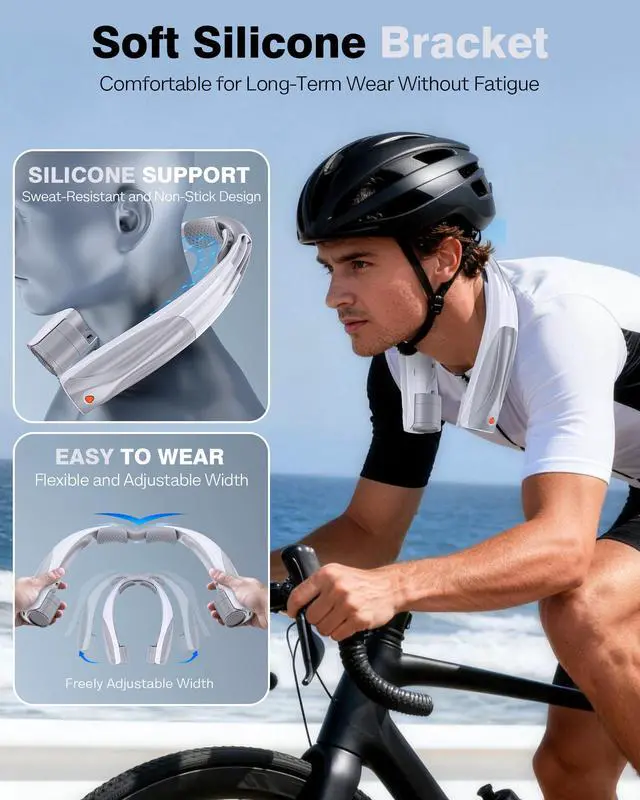 Alt view image 6 of 7 - Portable Neck Fan, 20H Long Lasting Personal Fan, 6-Speed Powerful Cooling Neck Fan, Hands-Free, 6000mAh Battery Wearable Fan for Travel, Outdoor, Office, Ideal Summer Gifts for Men Women